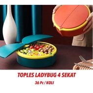 Toples Ladybug 4 Sekat Toples Cemilan Lebaran Toples Lebaran Unik dan Cantik Tempat Wadah Permen Sna