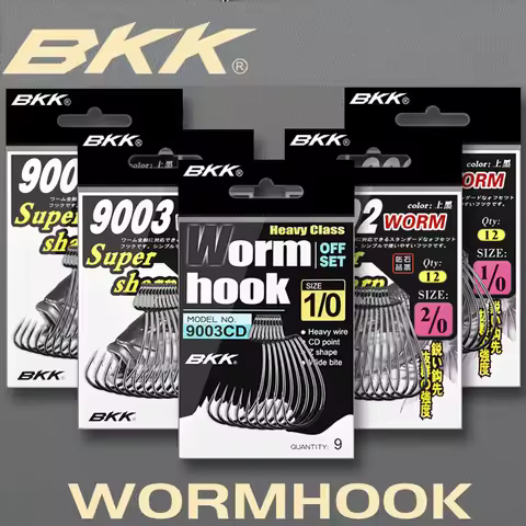 1/2/5 Packs BKK 9003 & 9003CD 3X Strength Wide Gap Sharp Soft Worm Hook Jigging Offset Hook Crank Ba