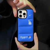 Street Classic LA Dodgers Down Jacket Silicone Phone Case Suitable for iPhone16promax 15promax 14 14