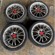 Enkei AME Shallen 19 Inch 18x8J ET45 5x114.3 Sport Rims with Tyres Original Halfcut Made in Japan
