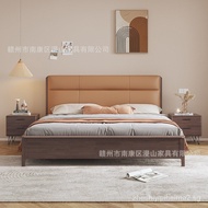 Nordic Walnut Full Solid Wood Bed Modern Minimalist1.8mDouble Bed Master Bedroom1.5mHousehold Soft Cushion Storage Wooden Bed