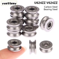 YVETTMY 1/5Pcs Ball Bearing, Carbon Steel Bearing Steel U624ZZ V624ZZ Pulley Bearing, U Groove V Gro