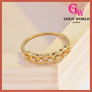 GW Korean Accessories Jewellery Emas 916 Bangkok Vintage Grace Plated 18k Gold Zircon Ring Lightweight Lace Lace for Women