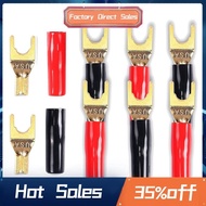 Y Plug Spade Connector for Speaker Wire,8 Pcs Y Spade Plug 45 Degree Gold Plated U Fork Spade Plug C