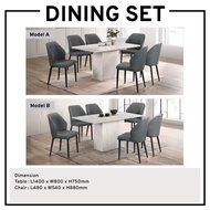 Dining Set 1+6 Marble Dining Table With Marble Leg Rectangle Table 6 Seater Dining Set