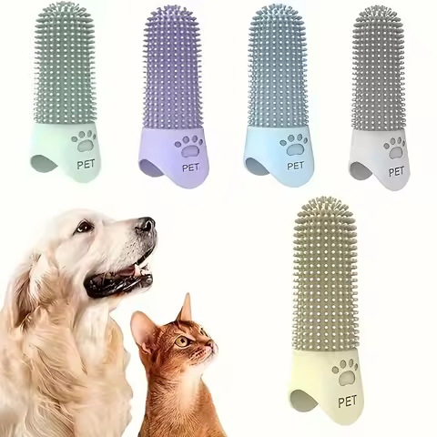 Soft Silicone Dog Toothbrush 360° Finger Toothbrush for Dogs Cats Durable Pet Finger Brush Tooth Cle