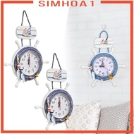 [Simhoa1] Mediterranean Wall Clock Nautical Clock for Kitchen Indoor Dining Room