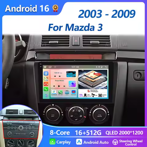 Plug and Play Android 16 For Mazda 3 I BK 2003-2009 Android Car Radio Multimedia Video Player GPS 4G