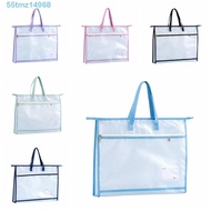 TMZ1 A3/A4 File Storage Bag, Clear Multi-layer Zipper Pouch Bag, Lightweight with Handle Large Capac
