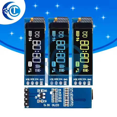 1PCS 0.91 inch OLED module 0.91" white blue OLED 128X32 OLED LCD LED Display module 0.91" IIC Commun