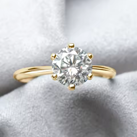 Anziw 0.5-3.0CT Moissanite Solitaire Ring Silver 925 14K Gold Plated Wedding Engagement Band For Wom