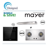 MAYER 86CM Stainless Steel Gas Hob BUNDLE With 90CM Slim Line Hood +FREE 75L Built in Oven (FREE DELIVERY)