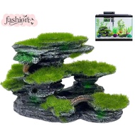 [fashion] Aquarium Mountain View Stone,Aquarium View Stone, Mossed Aquarium Hideout, Submersible Res