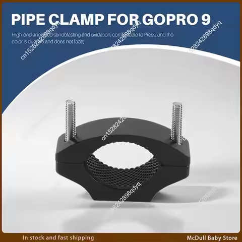 ABJA-360 Degree Bicycle Motorcycle Handlebar Clip Mount Pipe Clamp Bracket For GOPRO 9 / 8 For Insta