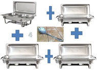 Promo tempat makan set prasmanan kotak jumbo double loyang pemanas isi 4 pcs / Chafing Dish Set 4 Pa