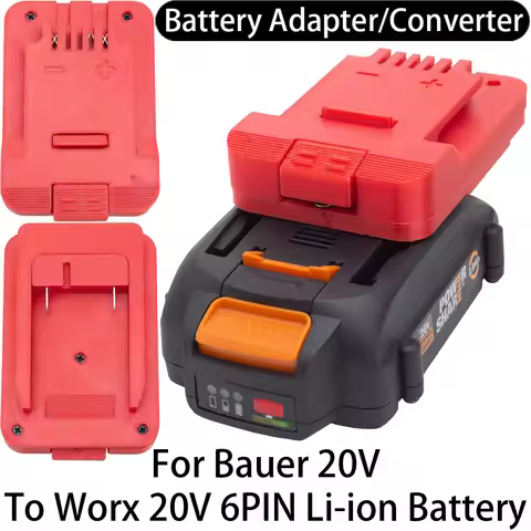 Battery Adapter For Bauer 20V Li-Ion Tool To Worx 20V 6PIN Li-Ion Battery Adapter Converter Power To