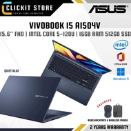 ASUS Vivobook 15 Laptop A1504V-ABQ168WS - 15.6" / Intel C5-120U / 16G RAM 512G SSD / OPI M/S / W11