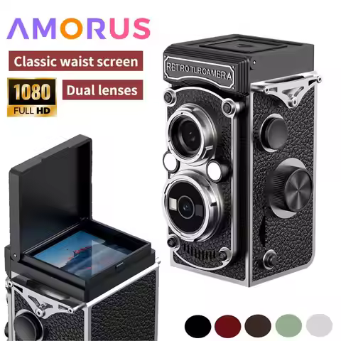 Vintage Mini Digital Camera Autofocus 48MP 1080P FHD Video Vlogging 1.54 Inch Retro TLR Portable Cam
