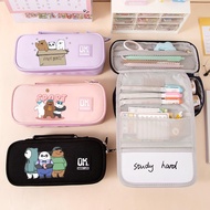 Cute Pencil Case Multilayer Anime Cartoon We Bare Bears Pencil Case Pen Bag Boys Girls Student Stationery Student Gift