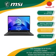 MSI Prestige 14 AI Studio C1UDXG-046MY Laptop - 14" 2.8K 60Hz/U5-125H/16GB DDR5/512GB SSD/RTX3050/Wi