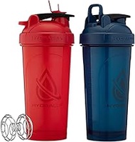 Hydra Cup ProFlow [2 Pack] 28 oz Shaker Bottles for Protein Shakes, Shaker Cups with Ball Blender Wh