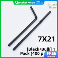 7X21 Fs Flexible Straw (Black /Bulk) 1 Pack (400 Pieces) Disposable