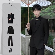 New Chinese Style Buckle Suit Male Engagement Groom Temperament Wedding Suit Suit Casual Tang Zhongs