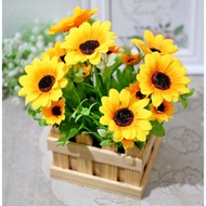 MATAHARI Rwz - Artificial Plastic Flowers in Sun Fence Pot A1-1