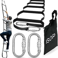 Lightweight Strap Ladder with Hooks & Carbines 13ft (4m) | Multi Function Rope Ladder for Kids | Res