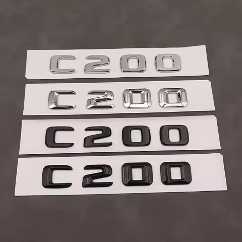 3D ABS Chrome Black C 200 Logo C200 Emblem Letter Sticker Car Rear Trunk Badge For Mercedes Benz C20