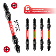 Geinxurn Impact Double End Screwdriver Bit Set: 2.56’’ #2 Phillips/#2 Pozi Magnetic S2 Steel 2-sided