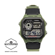 [Watchspree] Casio Mens Standard Digital Green Cloth Band Watch AE1200WHB-3B AE-1200WHB-3B