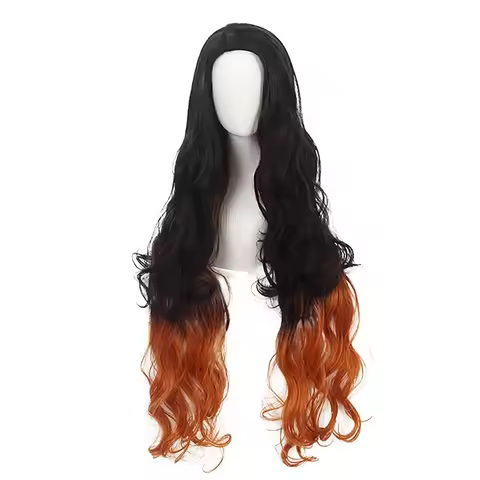 Anime Kamado Nezuko Cosplay Wig Rose Net Synthetic Fiber Adjustable Size Heat Resistant Cap Comb Hal