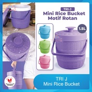 TERMOS TRI J - Mini Rice Bucket Rattan Motif 3.5L (Code 6.5) Rice & Ice Cube Thermos/ Storage Contai