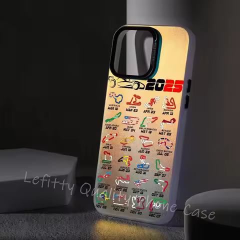 2025 F-F1-1 Racing Schedule Map Phone Case Laser Metallic For iPhone 16 15 14 13 12 11 Pro Max Matte