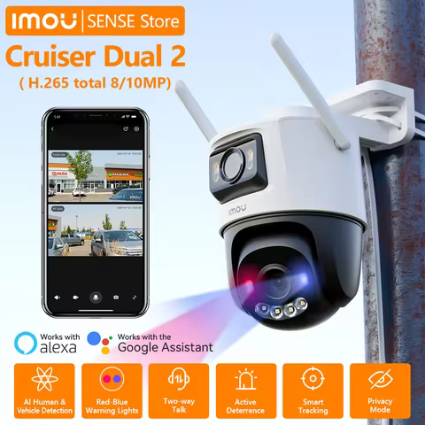 IMOU Cruiser Dual 2 8MP/10MP Outdoor Dual LensRed-Bule Warning Light PTZ WiFi Camera Vehicle & Human