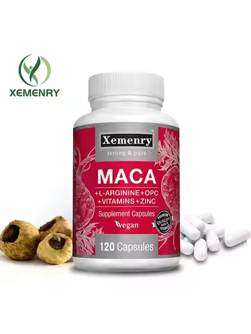 Maca Root Capsules + L-Arginine, Vitamins B6 + B12, OPC & Zinc, for Men & Women, 120 Veggie Caps
