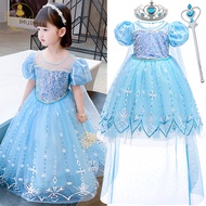 FSMKTZ Fancy Frozen Snow Queen 2 Kids Dress for Girls Anna Elsa Princess Baby Girl Birthday Party Dress Up Summer Girls Costume 3 4 6 8 10 Years