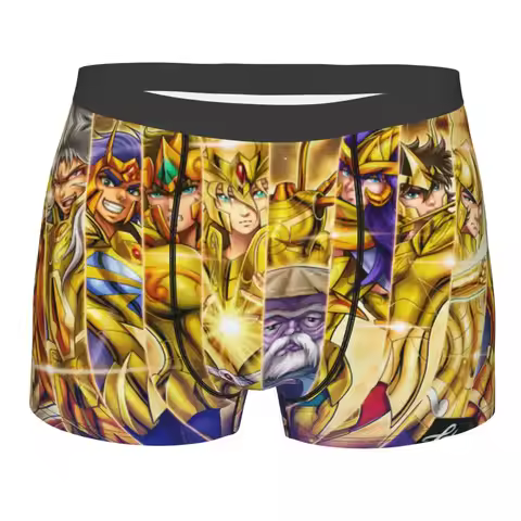 12 Gold Saints Knights Of The Zodiac Underwear Male Saint Seiya Manga Boxer Briefs Shorts Panties Br