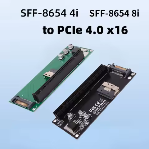SFF-8654 4i 8i SlimSAS 8654 4i 8i To PCI-E 4.0 X16 External GPU Adapter Gen4 Riser Card for Graphics
