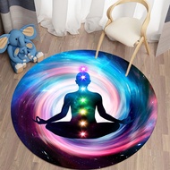 Mandala Chakra Round Rug Living Room Meditation Rug Bedroom Rug Round Rug Kitchen Bathroom Non-Slip 