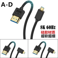 Left/Right 90-Degree Angled Micro HDMI to HDMI 2.1 Cable, 8K@60Hz 4K@120Hz Silicone Cord 0.6m/1.2m/1