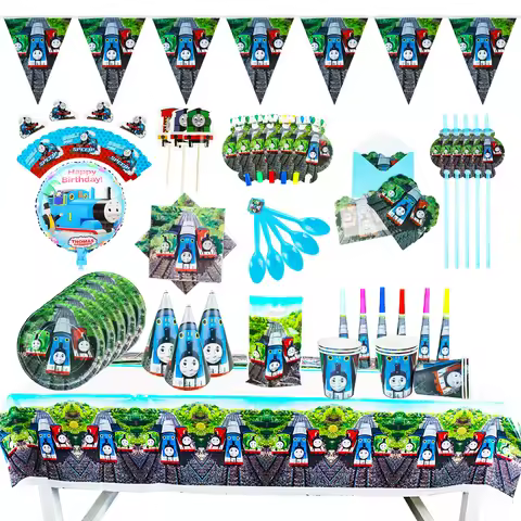 Thomas&Friends Train Birthday Party Balloon Decoration Set Disposable Tableware Banner Background St
