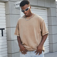 Pure cotton heavy washed T-shirt oversized drop shoulder short sleeve HIP HOP hip hop T-shirt