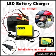 DC12V 2A-3A LED Battery Charger Car Motorcycle E-bike Smart Power Charger Starter 4-30AH Pengecas Ba