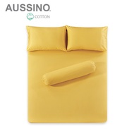 Baru Aussino Plain Dye Solid Colored 100% Cotton Fitted Sheet Set