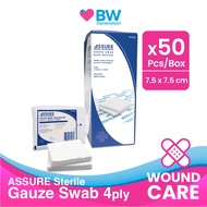 ASSURE - Gauze Swab Non-Woven Sterile 7M-031 (7.5cmx7.5cm-4ply, 5pcs/packs-50packs/box) - by BW gene
