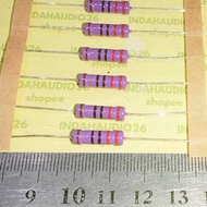 UNGU 5PCS PURPLE 220R 2W 1% METAL FILM copper leg resistor 220r 2watt 220 ohm 2 w 2 watt 1 percent 2
