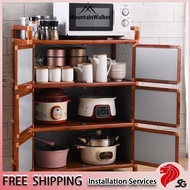 MW SSL Kitchen Cabinet Storage Cabinet Cupboard Stainless Steel Household Economical Wooden Grain Simple JP
