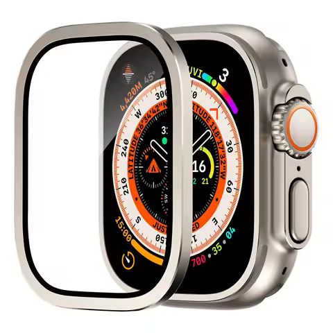 Tempered Glass for Apple Watch Ultra 2 49mm Screen Protector Metal Frame Anti-Scratch for IWatch Ser